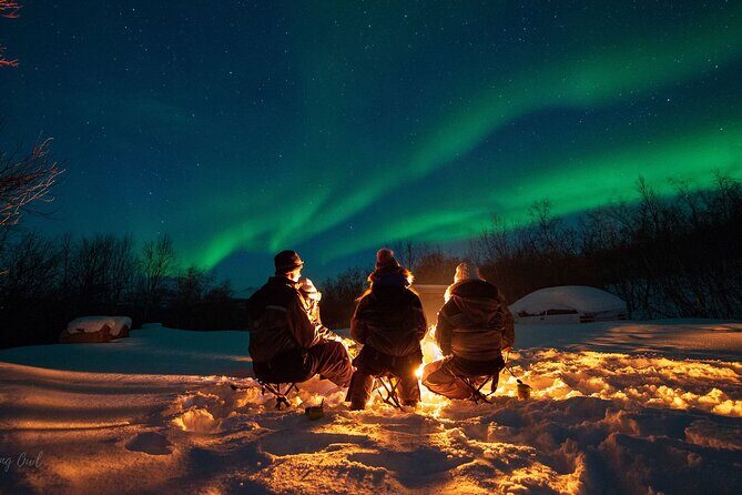 Adults Only Aurora Hunt with Wandering Owl - Stop 1 near Kvaløya: coastal gaps and a firelit meal