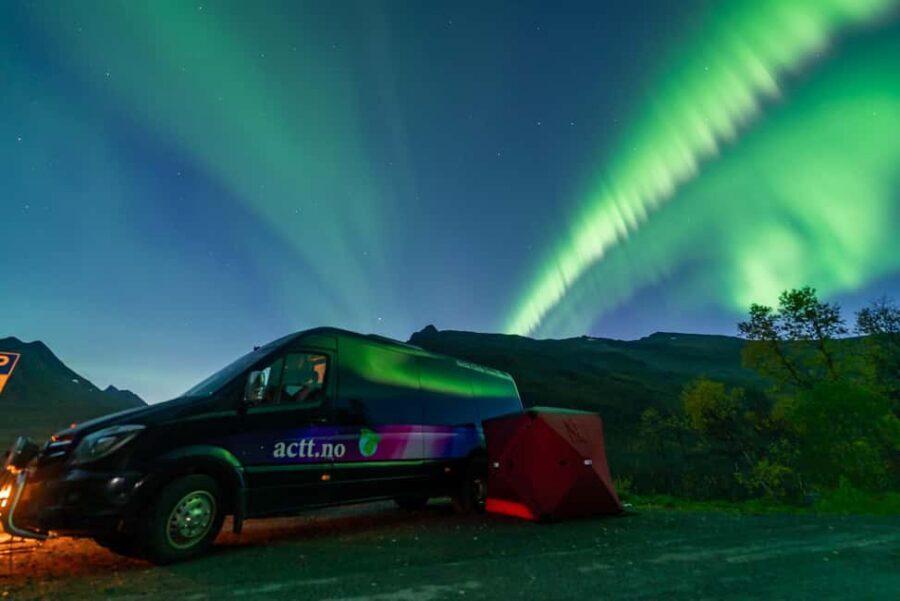 From Tromsø: Aurora Minibus Chase with Portrait and Hot Meal - Small group energy: up to 15 people, and sometimes a minivan