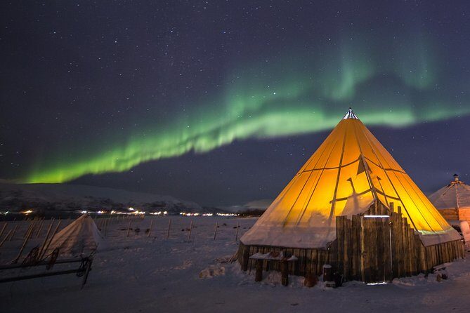 Night Reindeer Sledding with Camp Dinner and Chance of Northern Lights - The short sleigh ride: fun, led for you, and weather-dependent